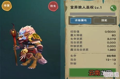 创造与魔法游戏狼人巫师角色全面合成配方及材料一览指南